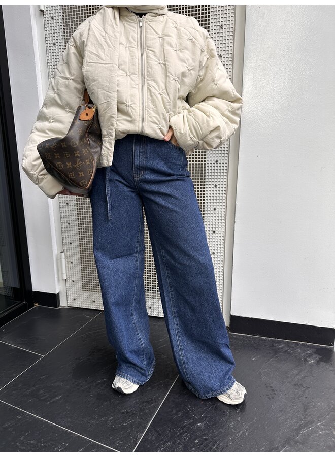 YASALIA MW BELT WIDE JEANS S. MEDIUM BLUE DENIM