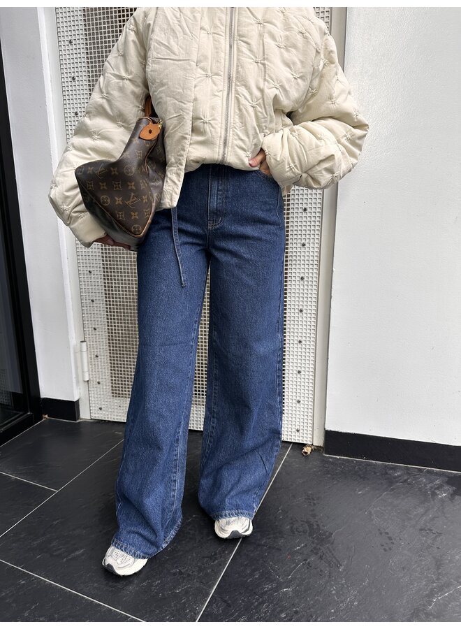 YASALIA MW BELT WIDE JEANS S. MEDIUM BLUE DENIM