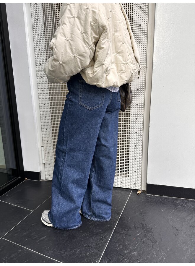 YASALIA MW BELT WIDE JEANS S. MEDIUM BLUE DENIM