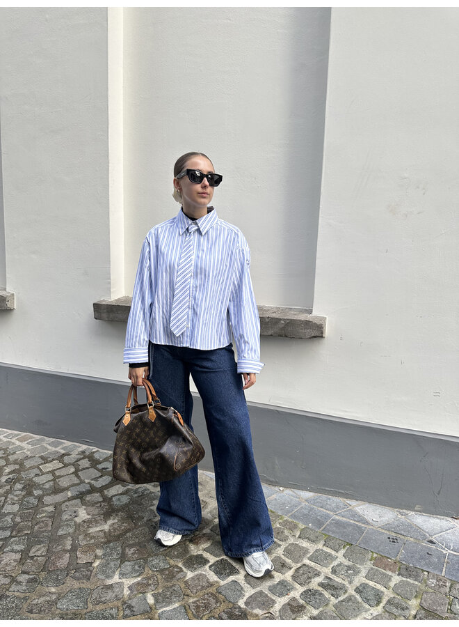 YASALIA MW BELT WIDE JEANS S. MEDIUM BLUE DENIM