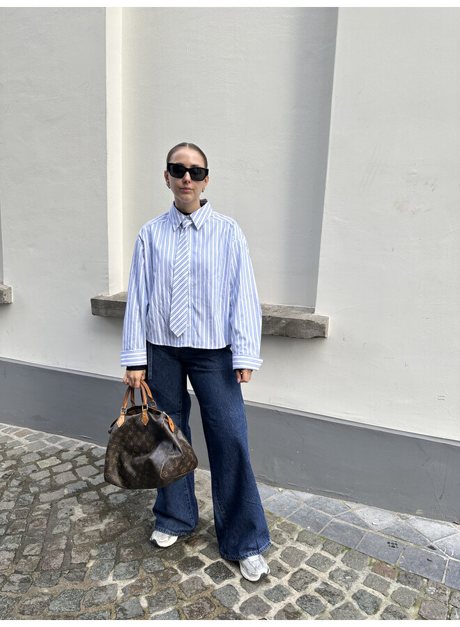 YASALIA MW BELT WIDE JEANS S. MEDIUM BLUE DENIM