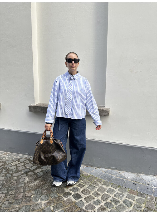 YASALIA MW BELT WIDE JEANS S. MEDIUM BLUE DENIM