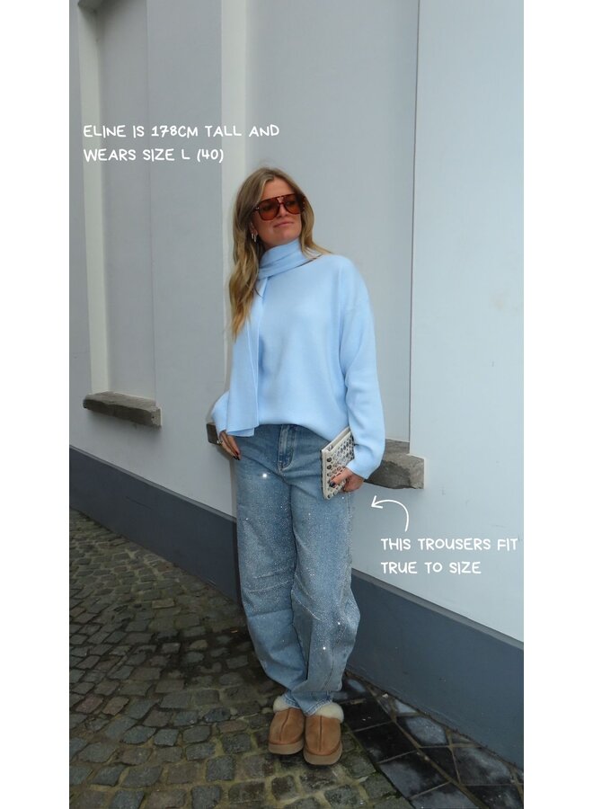 RHINESTONE BALLOON JEANS