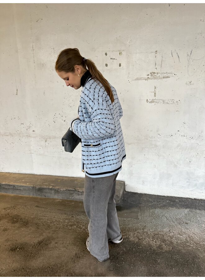 YASATICA LS KNIT CARDIGAN S. SKYWAY/NAVY BLAZE