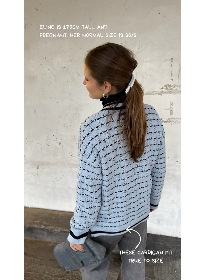 YASATICA LS KNIT CARDIGAN S. SKYWAY/NAVY BLAZE