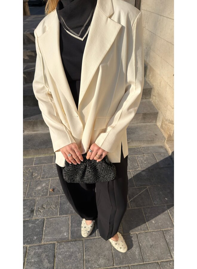 CONTRAST SCARF BLACK/WHITE