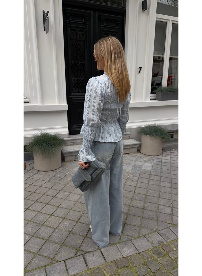 YASRAVA SMOCK TOP SKYWAY STAR WHITE