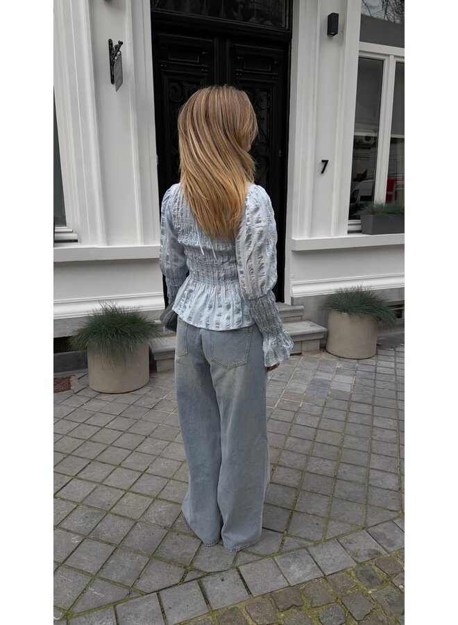 YASRAVA SMOCK TOP SKYWAY STAR WHITE