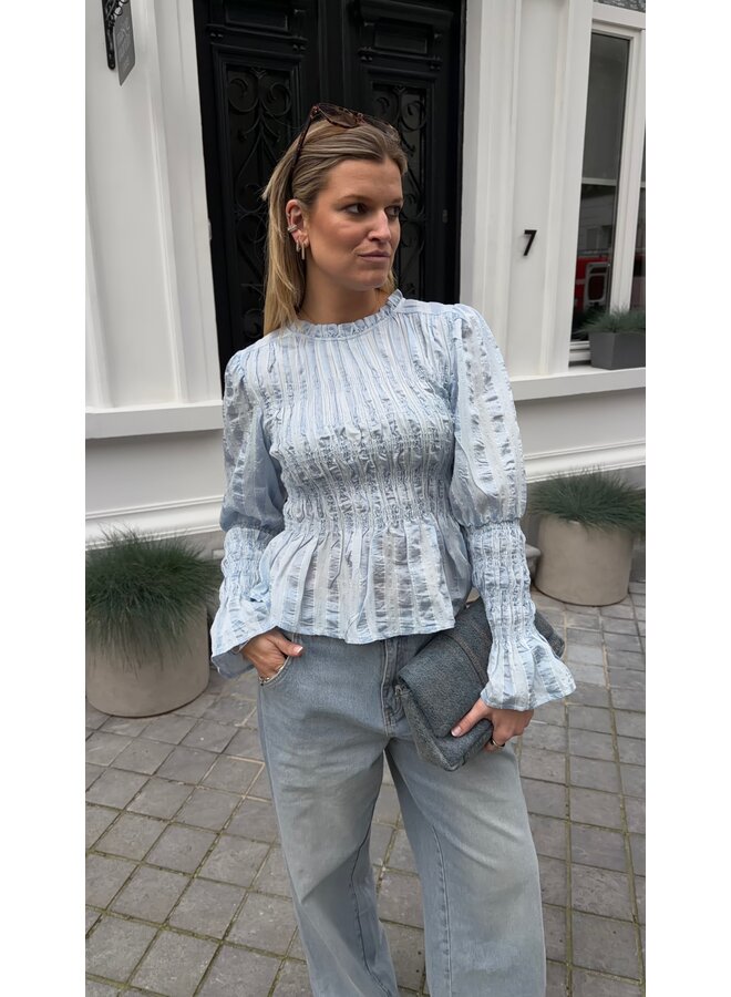 YASRAVA SMOCK TOP SKYWAY STAR WHITE