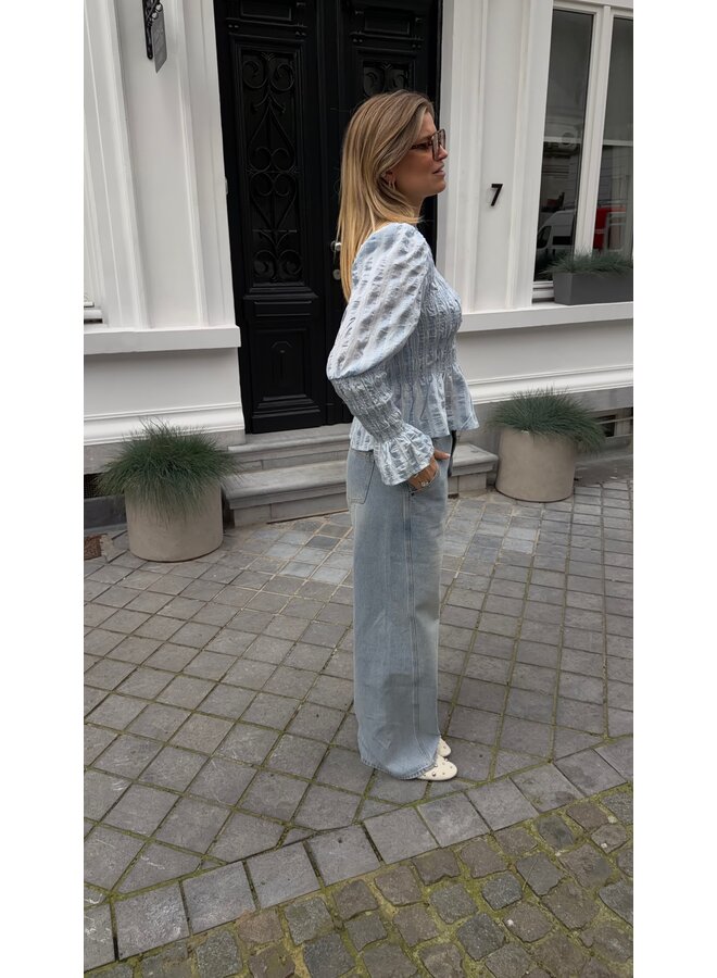 YASRAVA SMOCK TOP SKYWAY STAR WHITE