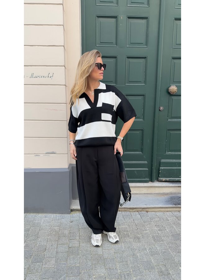 PATRICK STRIPED POLO BLACK