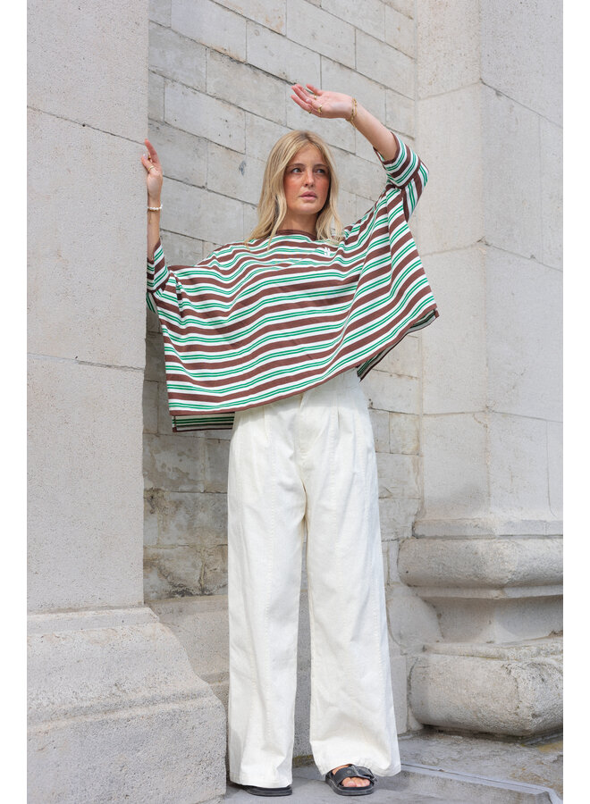 SOREN TOP GREEN/BROWN STRIPE