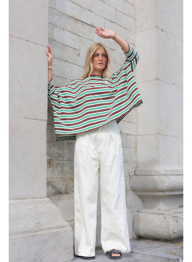 SOREN TOP GREEN/BROWN STRIPE