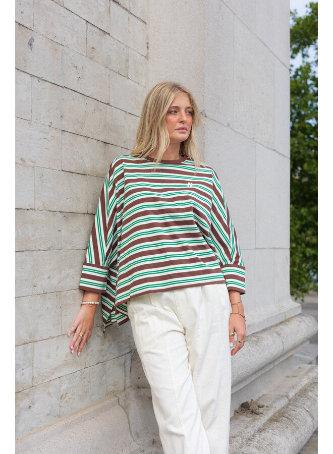 SOREN TOP GREEN/BROWN STRIPE
