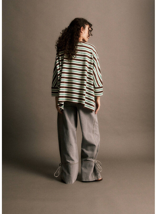 SOREN TOP GREEN/BROWN STRIPE