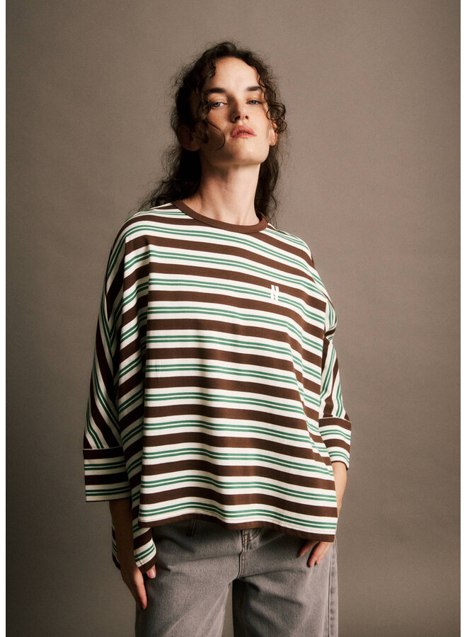 SOREN TOP GREEN/BROWN STRIPE