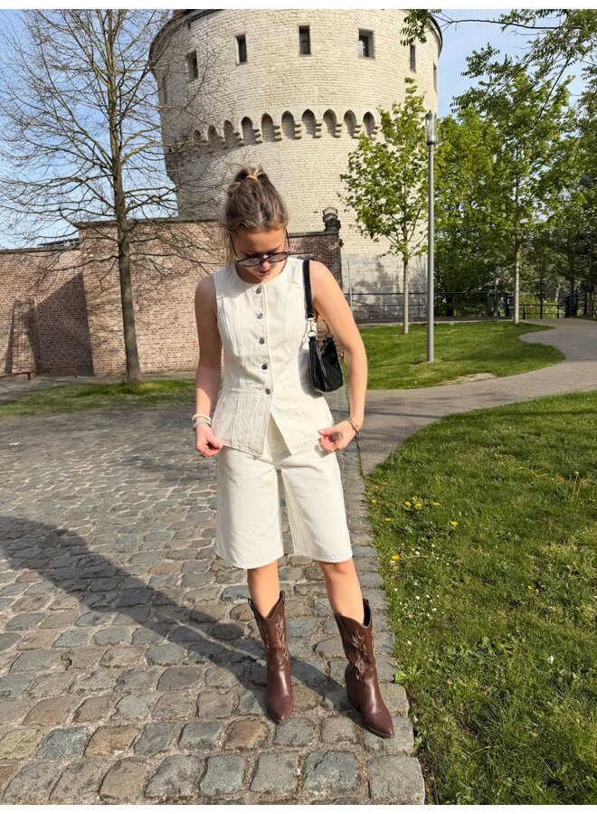 LYLA DENIM VEST WHITE