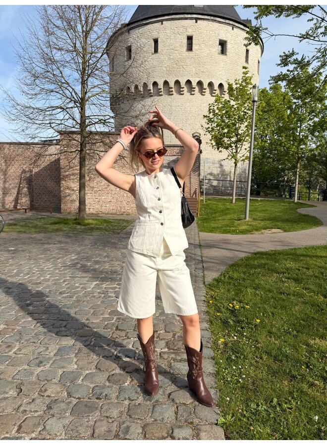 LYLA DENIM VEST WHITE