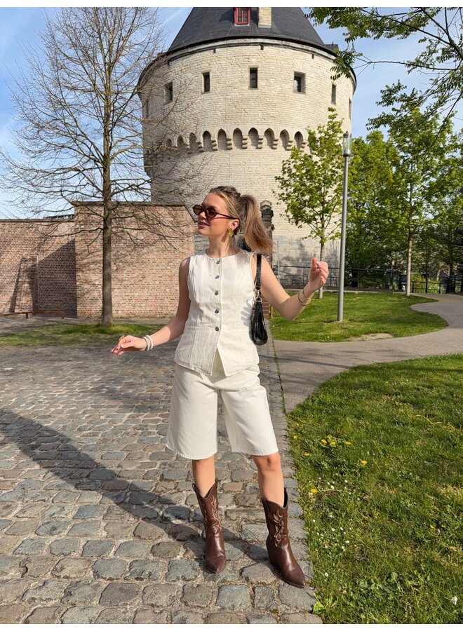 LYLA DENIM VEST WHITE