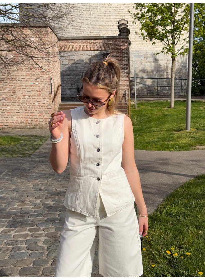 LYLA DENIM VEST WHITE