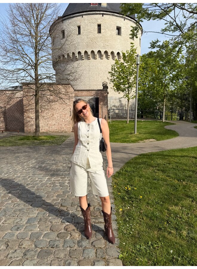 LYLA DENIM VEST WHITE