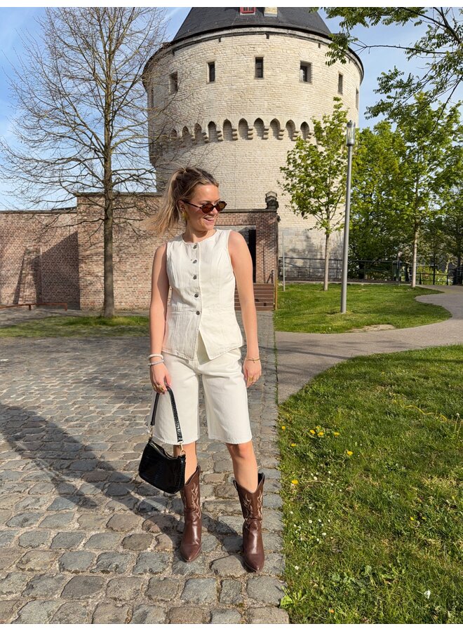 ADDISON DENIM SHORTS WHITE