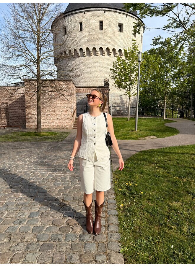 ADDISON DENIM SHORTS WHITE