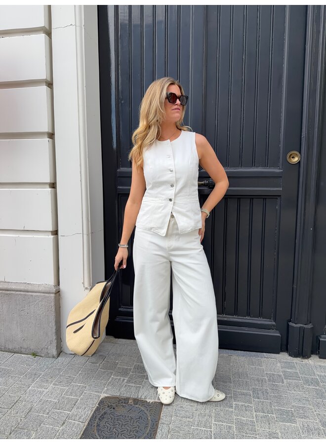 LYLA DENIM VEST WHITE