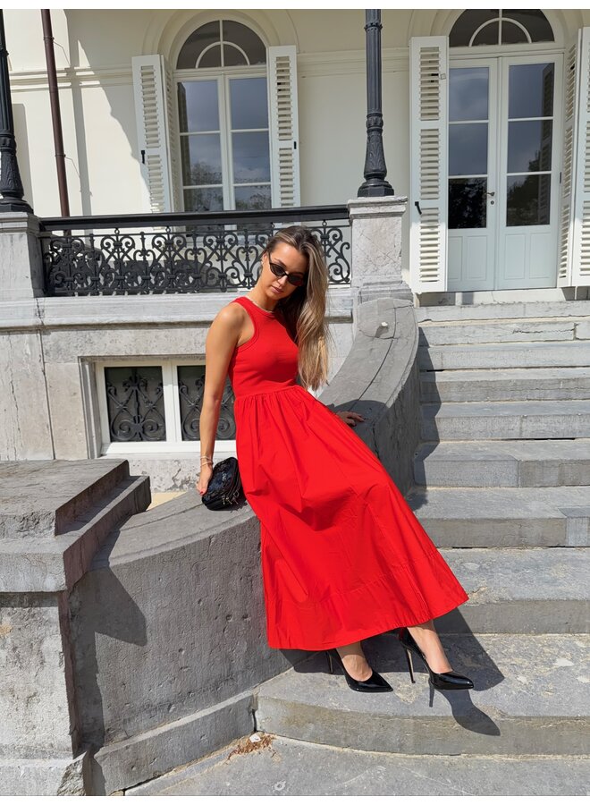 YASMIRI LONG DRESS FIERY RED