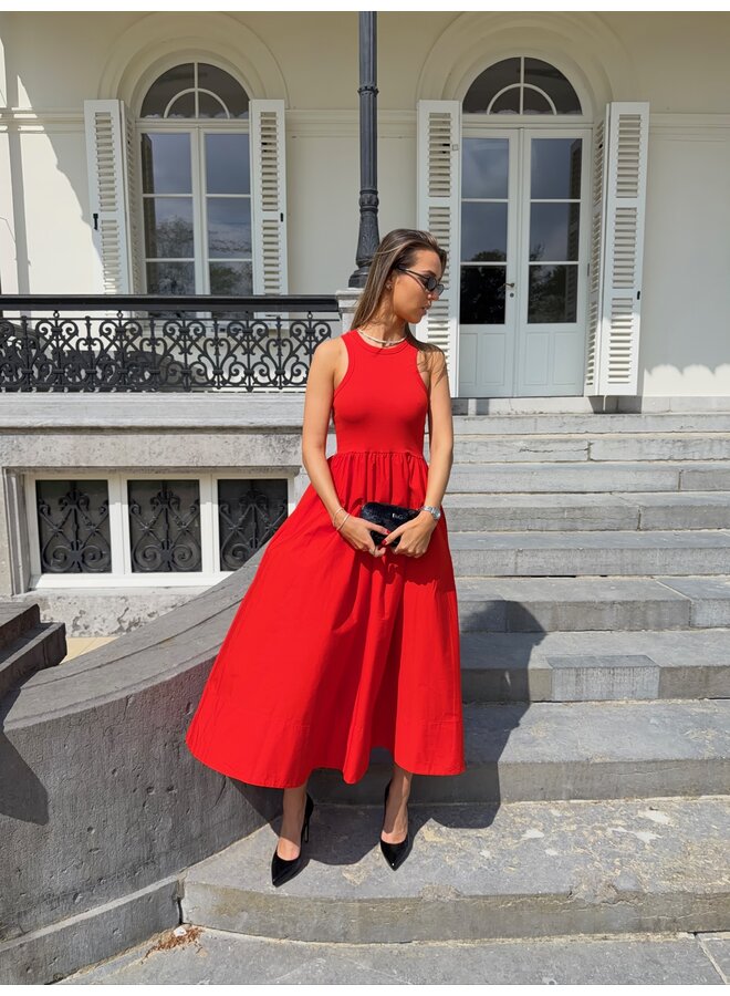 YASMIRI LONG DRESS FIERY RED