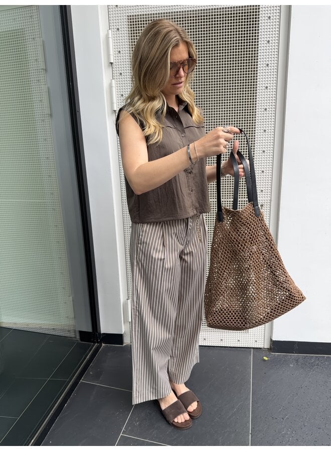 RUCILLE TROUSERS STRIPED BROWN