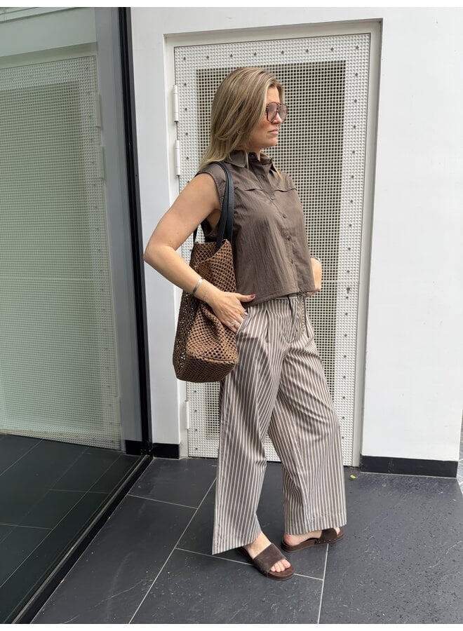 RUCILLE TROUSERS STRIPED BROWN