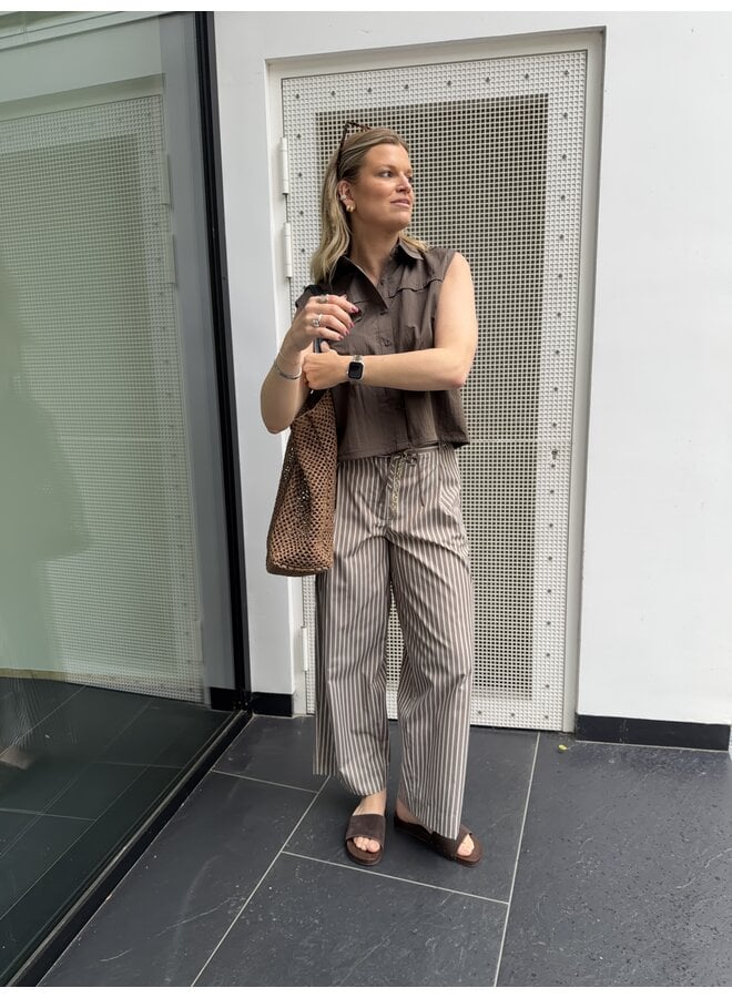 RUCILLE TROUSERS STRIPED BROWN