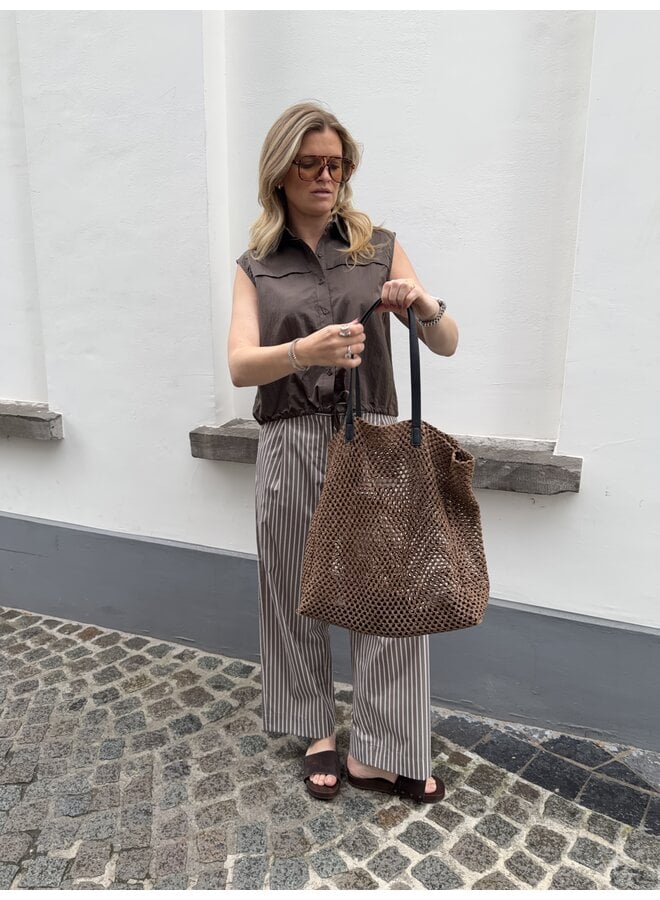 RUCILLE TROUSERS STRIPED BROWN