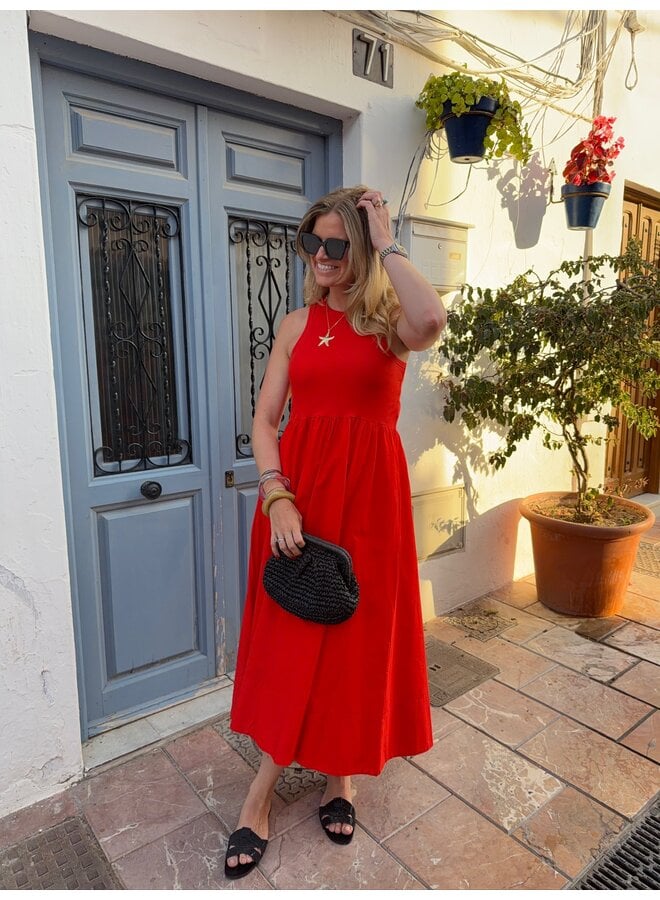 YASMIRI LONG DRESS FIERY RED