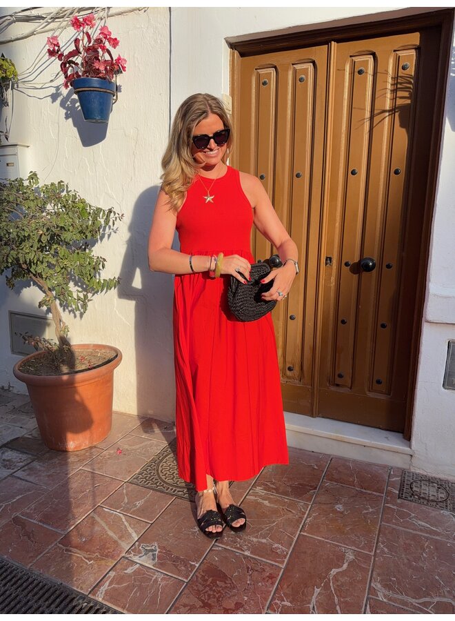 YASMIRI LONG DRESS FIERY RED
