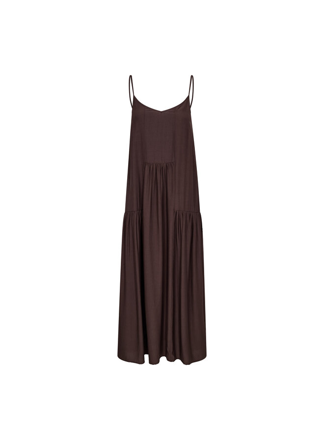 SUNRISE BLOCK STRAP DRESS BROWN