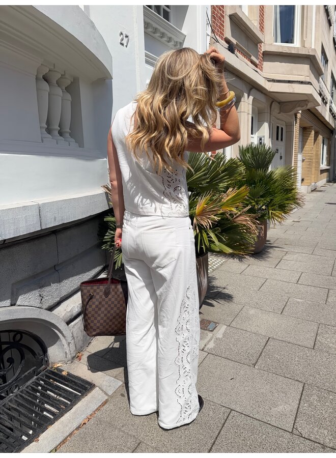 COLETTE EMBROIDERY PANT OFF WHITE