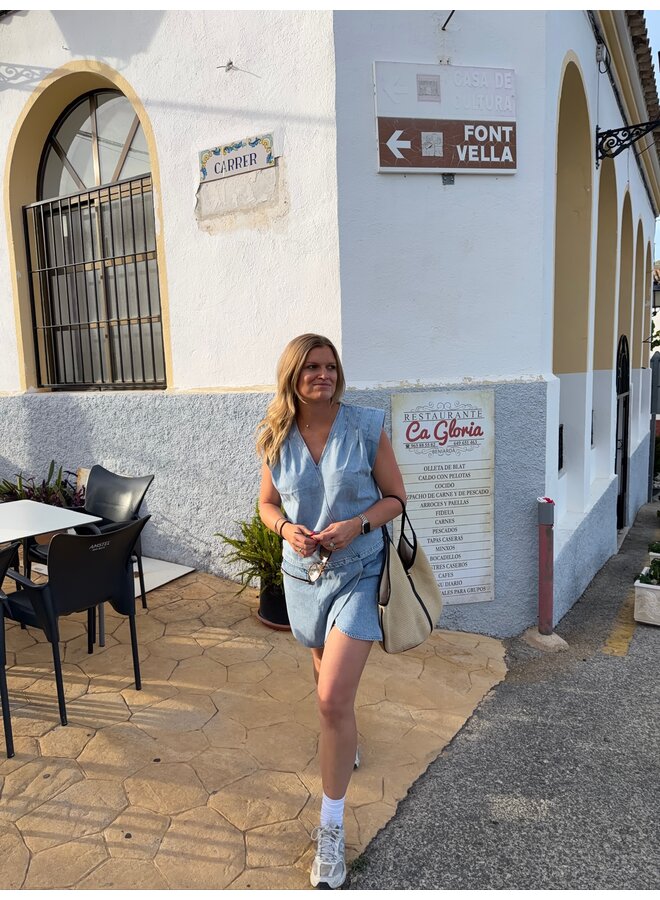 ASJA WRAP DENIM TOP