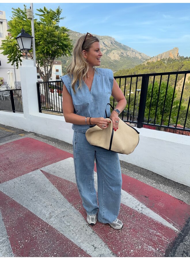 ASJA WRAP DENIM TOP