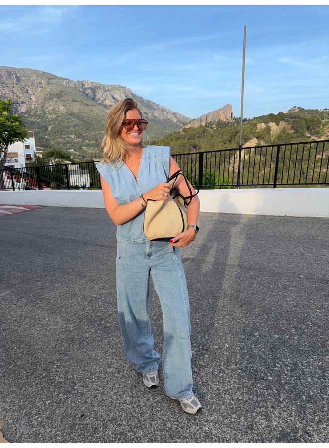 ASJA WRAP DENIM TOP