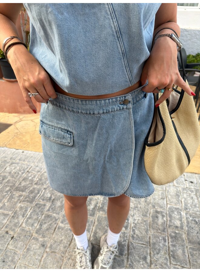 ASJA WRAP DENIM SKORT DENIM