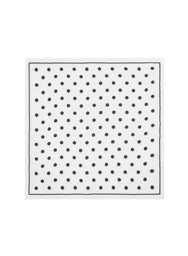 POLKA DOT SCARF WHITE BLACK