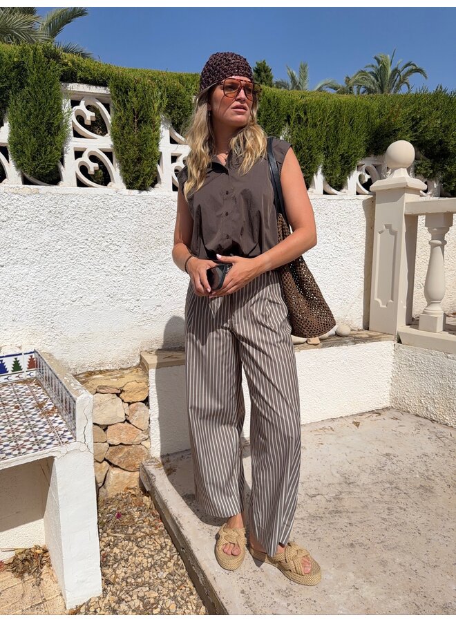 RUCILLE TROUSERS STRIPED BROWN