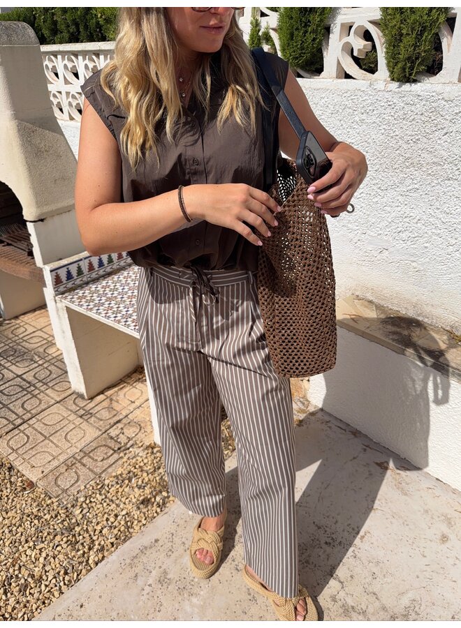 RUCILLE TROUSERS STRIPED BROWN