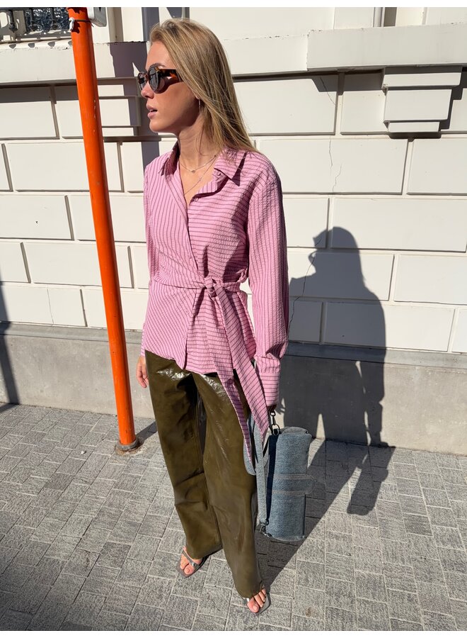 YASRAYLY ESTA TIE SHIRT CASHMERE ROSE