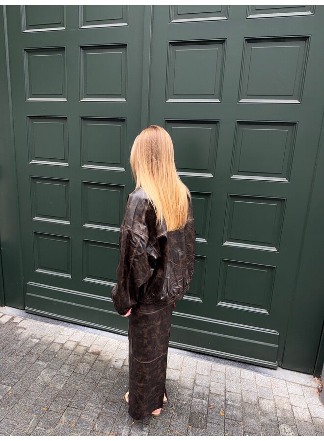 JILIAN JACKET DARK BROWN WASHED