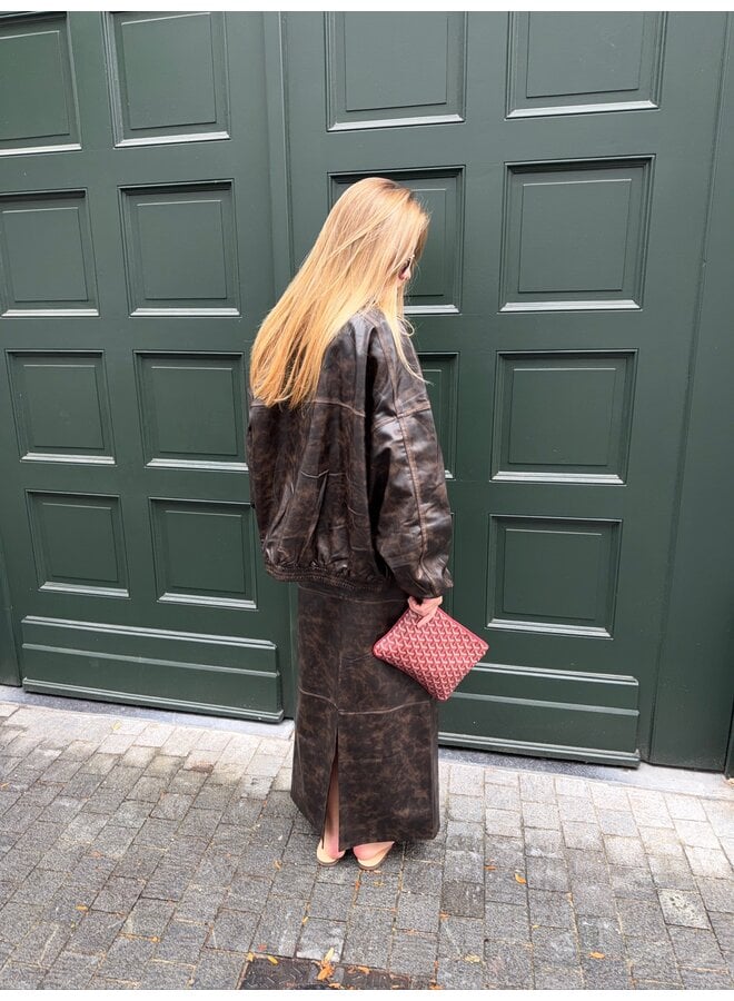 JILIAN JACKET DARK BROWN WASHED