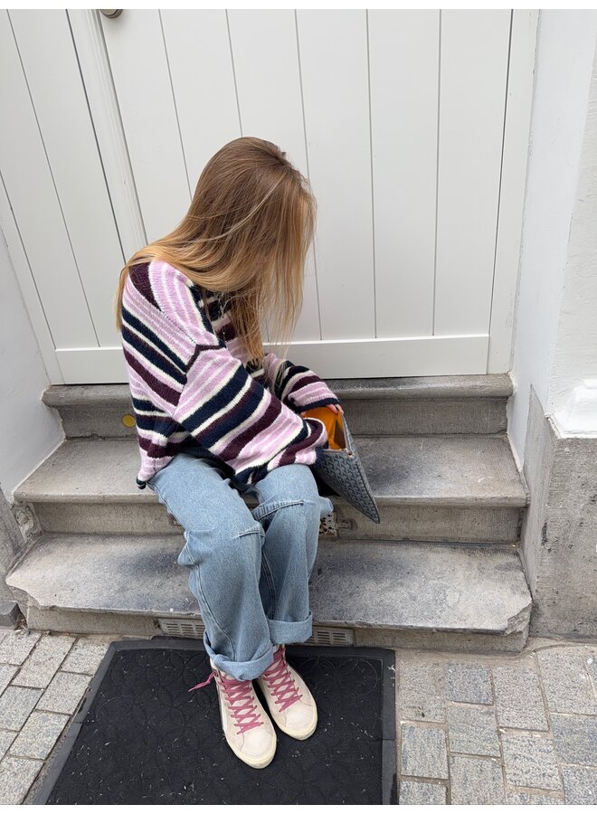 LAINEY JUMPER MULTISTRIPE PINK