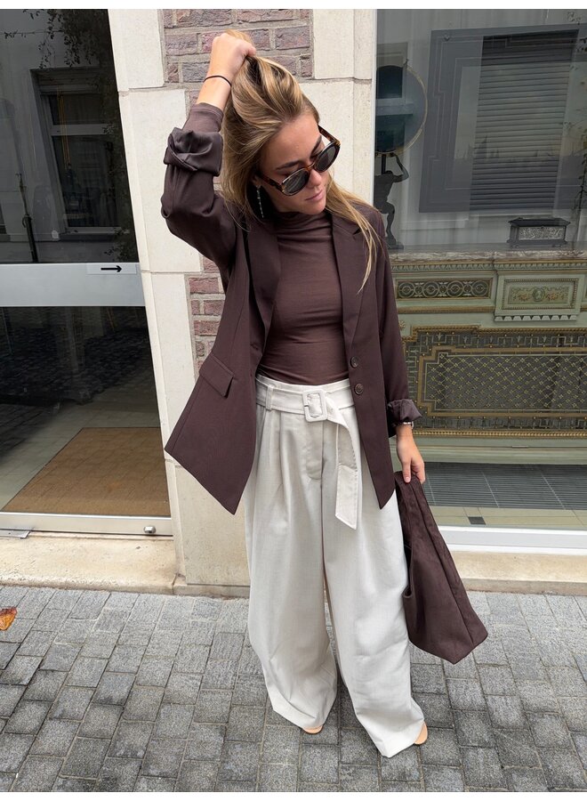 YASWOOLAN HIGH NECK TOP CHOCOLATE BROWN